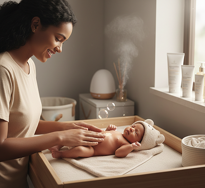 Mãe segurando bebê