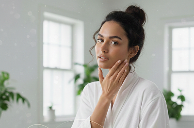 Mulher cuidando da pele