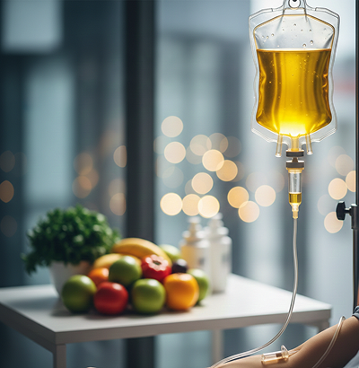 Soro fisiológico e vitaminas